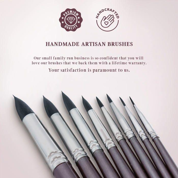 Pinceau - apolo arte - aa-0122 - set de 8 pinceaux aquarelle - poils synthétiques - coffret cadeau