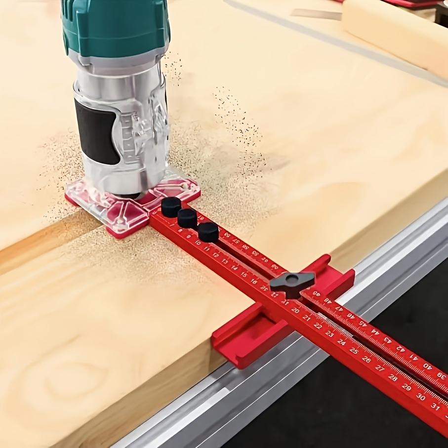 3-in-1 Trimming and Rounding Locating Ruler for Aluminum Alloy Woodworking and Rounding Machine, Round Hole Grooving Locator.