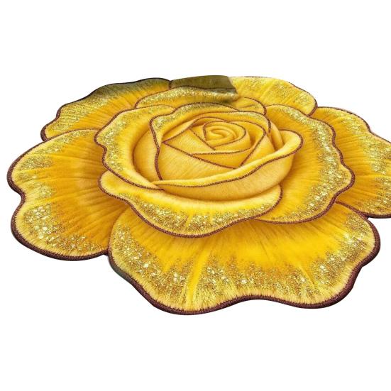 Floral Plush Floor Mat 3D Flower Optical Illusion Rugs Non-Slip Water-Absorbent Bath Mat for Bathroom Bedroom Entrance Vanity Area
