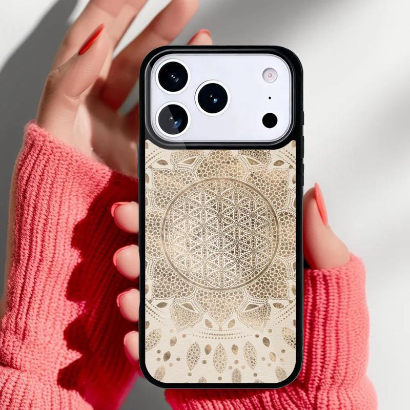 Flower Of Life In Lotus Pastel Golds soft Phone Case for iPhone 17 16 15 14 13 Pro Max Back Cover for 12 11 Pro Coque