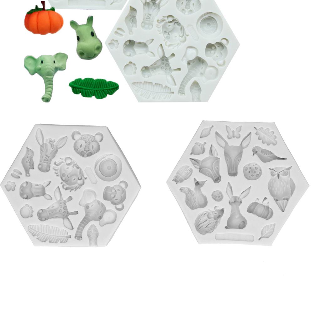 2PcsCelsiusSet Animal Pattern Silicone Fondant Mold Chocolate Soap Cake Maker Mold Baking Tool