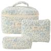 Hand-held makeup bag large capacity small floral storage bag portable quilted cotton fabric cute flowers travel bag