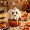 Decorazione Ornamentale di Halloween in Resina con Luce Fantasma Zucca, Lampada Staccabile Vintage con Oggetti di Casa Infestata Candela LED per Tavolo da Cucina
