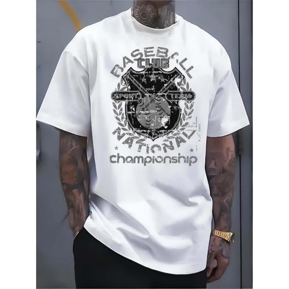

European Sizes Men s White T - Shirt_ __Championship Club_ Vintage Baseball Tee__ S чёрный