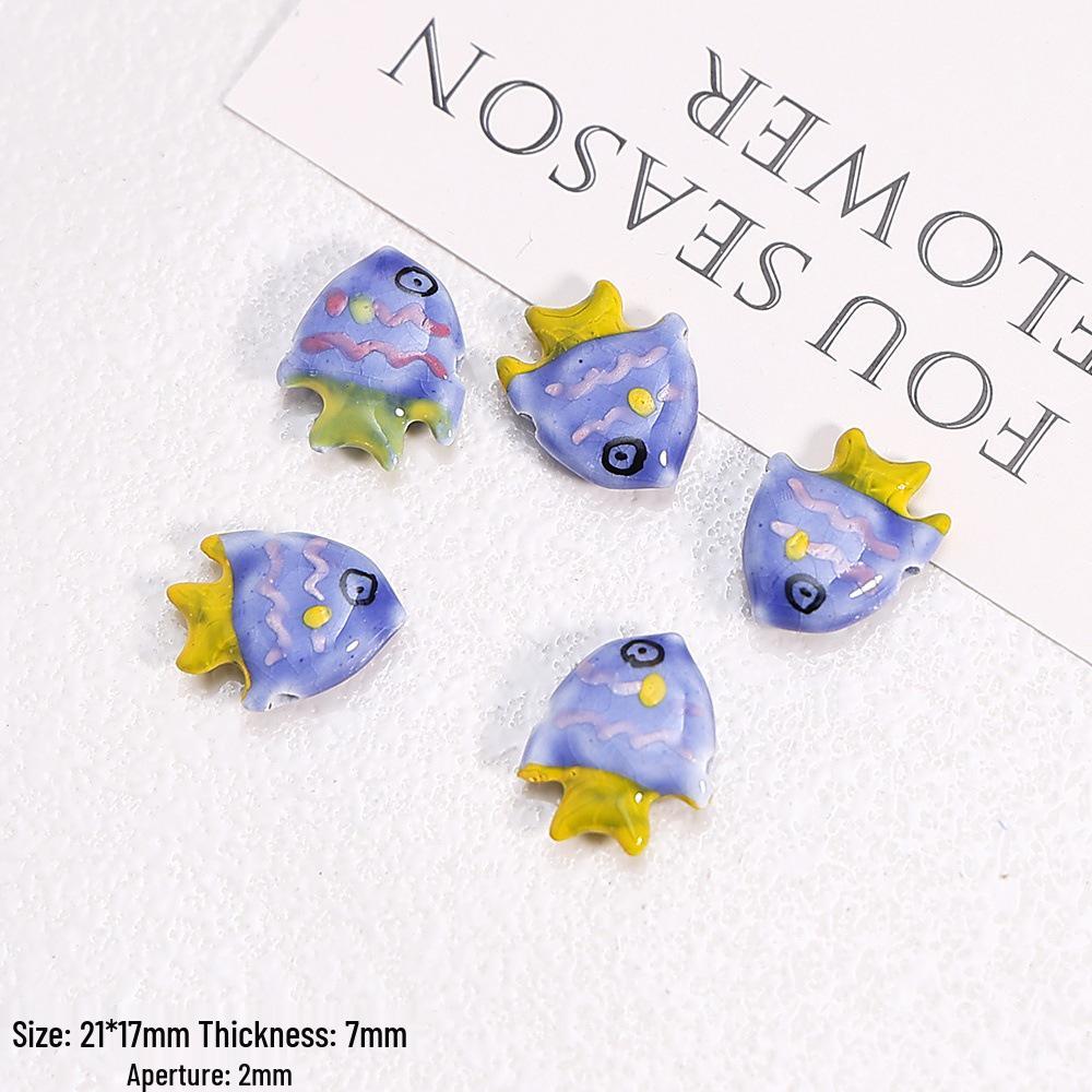 Hand-Painted Ocean Ceramic Beads: Tropical Fish, Starfish, and Seashell Shapes for DIY Jewelry