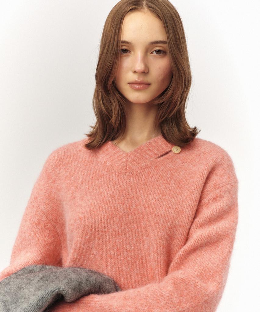 Seteo (W) Essen Two-Tone Mohair Blend Knit Pink