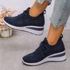 Women Mesh Shoes 2025 New Women Mesh Platform Sneakers High Heels Wedges Thick Bottom Sneakers Breathable Casual Vulcanize Shoes