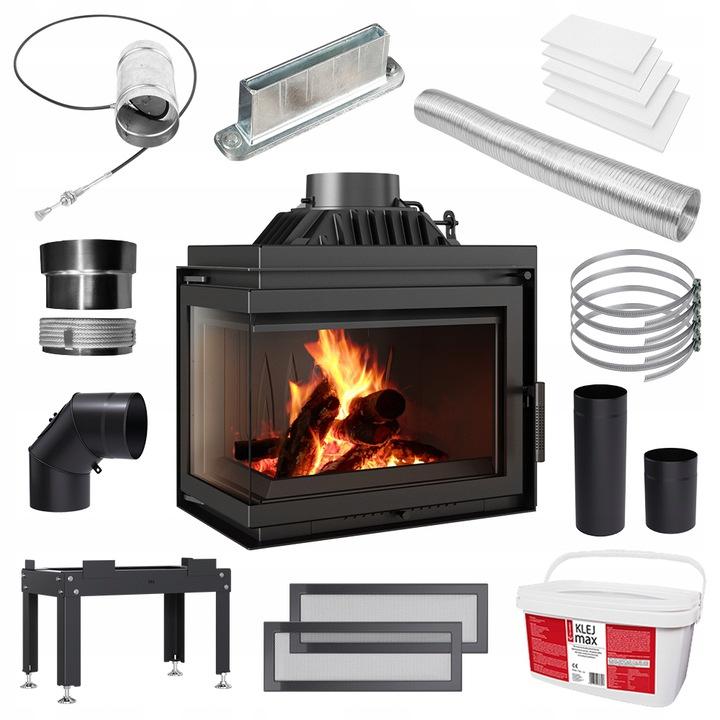 Cast Iron Fireplace KRATKI SIMPLE Left 8 kW Ø 200 Set