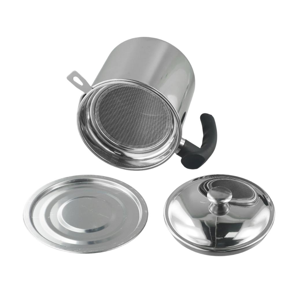 Cooking 5.62*4.92*6.49 Inches Stainless Steel Oil Pot Oil Container With Filter Humanized Handle Dishwasher Safe