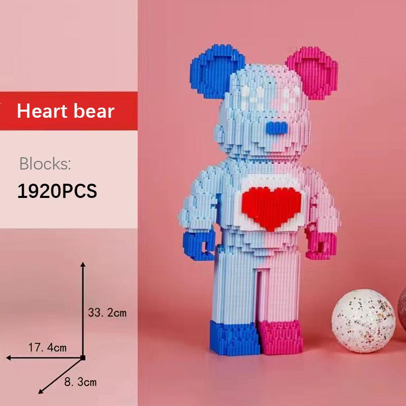 

DIY Детские игрушки Мультфильм Мини Любовь Жестокий Медведь Модель Bearbrick со Световым Строительным Блоком Микро-Кирпичи Рождественский Подарок На День Рождения