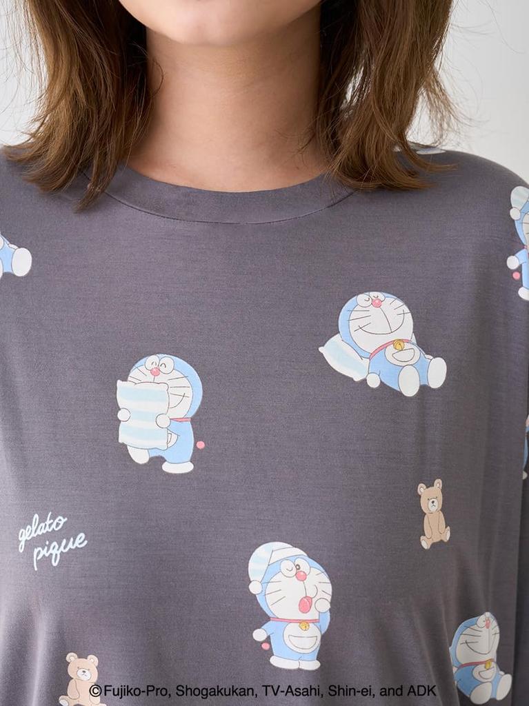 Gelato Pique Doraemon [Unisex] Good Morning/Good Night T-Shirt PUCT254206 CGRY S-M