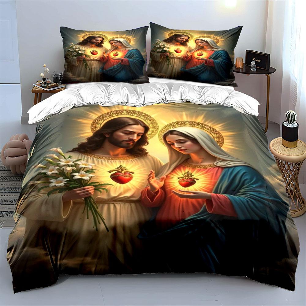 Sacred Heart Christian Bedding Bedding Duvet Cover Set Duvet Cover Pillowcases (1 * Duvet Cover 2 * Pillowcases, without duvet insert)