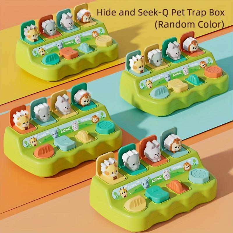 

Мультяшная всплывающая коробка «Прятки» для малышей 18–36 месяцев, интерактивная обучающая игрушка с карточками животных, образовательный подарок на день рождения или Рождество ABS