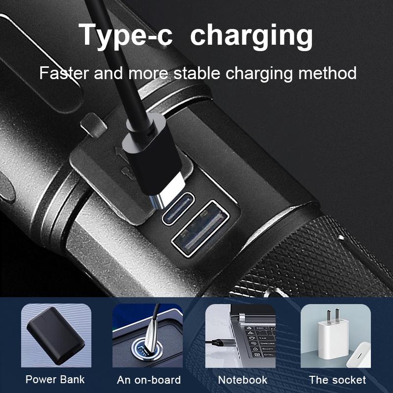 Ultra Bright Flashlight 30W LED Powerful Flash Light Rechargeable Torch COB Lamp Telescopic Zoom Hand Light Outdoor Lantern