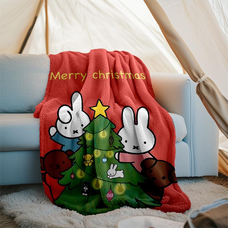 1pc Miffy2 Theme Blanket - Digital Print, Polyester, Cozy for All Seasons, Perfect for Outdoor, Camping, and Travel