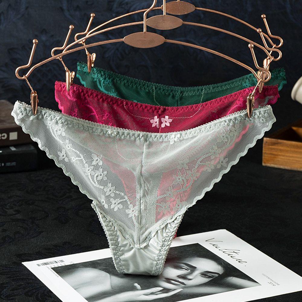 Design G-String Girls Ice Silk Korean Style Underwear Lace Panties Low-Waist Thong Women  Lingerie