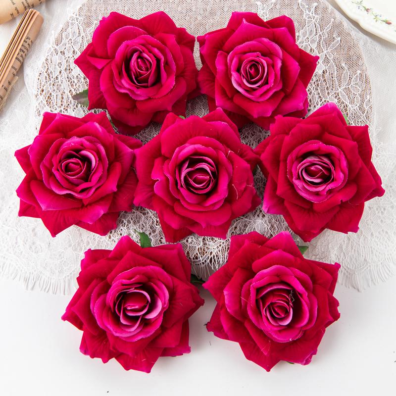 Artificial Flowers for Home Room Table Decoration Silk Red Roses Scrapbooking Diy Craft Wreath Wedding Bride Bouquet Accessories