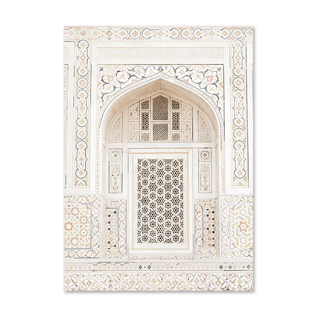 Beige Blumen Leinwand Malerei gewölbte Tür Marokko islamischen Allah Drucke Wand Kunstdruck Poster Bilder Wohnzimmer Home Decor