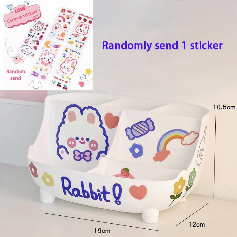 Japanese-style Desktop Pen Holder Cute Multi-functional Large-capacity Partition Drawer Desktop Stationery Organizer Storage Box