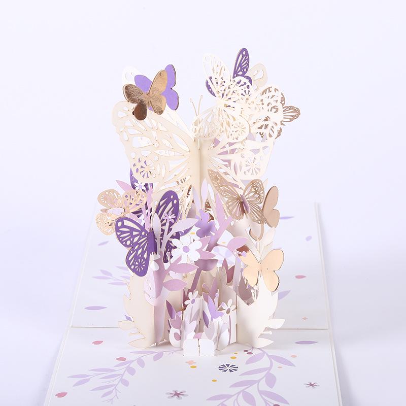 3D Pop-up Butterfly Greeting Card - Laser Engraved, Colorful Design for Mother s Day or Thank You Occasions