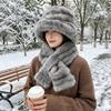 Windproof Faux Fur Hat Scarf Set Warm Fur Snood Scarf Fashion Winter Hat Scarf Set  Skiing Holiday