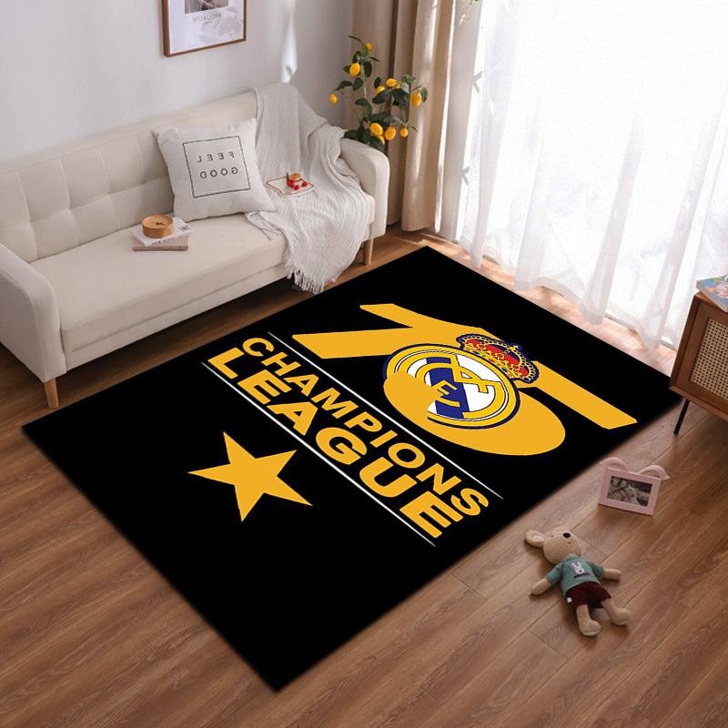 "Tappeto Nero con Logo Champions League e Design a Stelle" Adatto per l'uso come antiscivolo per soggiorno, camera da letto, divani