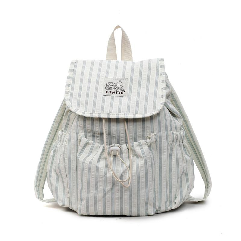 Schoolbag Korean Ins High Value Striped Backpack Female College Student Commuting Leisure Small Schoolbag Outdoor Small Fresh Backpack