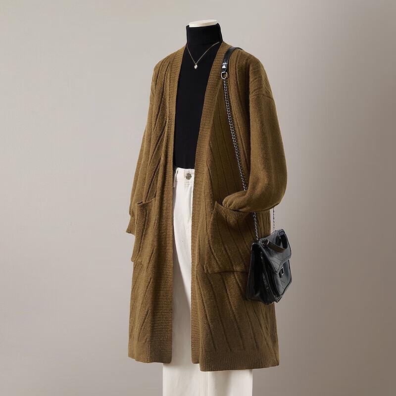 

Женский кардиган средней длины свободного кроя, однотонный, вязаный One Size