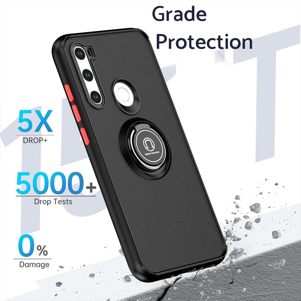 Zartes Rüstungs-PC-Gehäuse für Xiaomi Redmi Note 8 Note 8 Pro Schutzhülle Ring Magnetischer Halter Ständer Coque Funda Capa