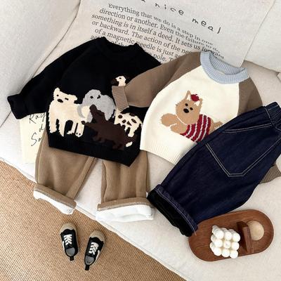 Cartoon-Pullover im koreanischen Stil für Babys und Kleinkinder - Unisex Strickoberteil mit Rundhalsausschnitt für Frühling und Herbst