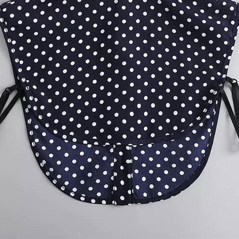 Perfect Match Navy Blue Polka Dot Bow Fake Collar Dickey Half Blouse False Collar Stylish Detachable Half Shirt Blouse Faux Collar