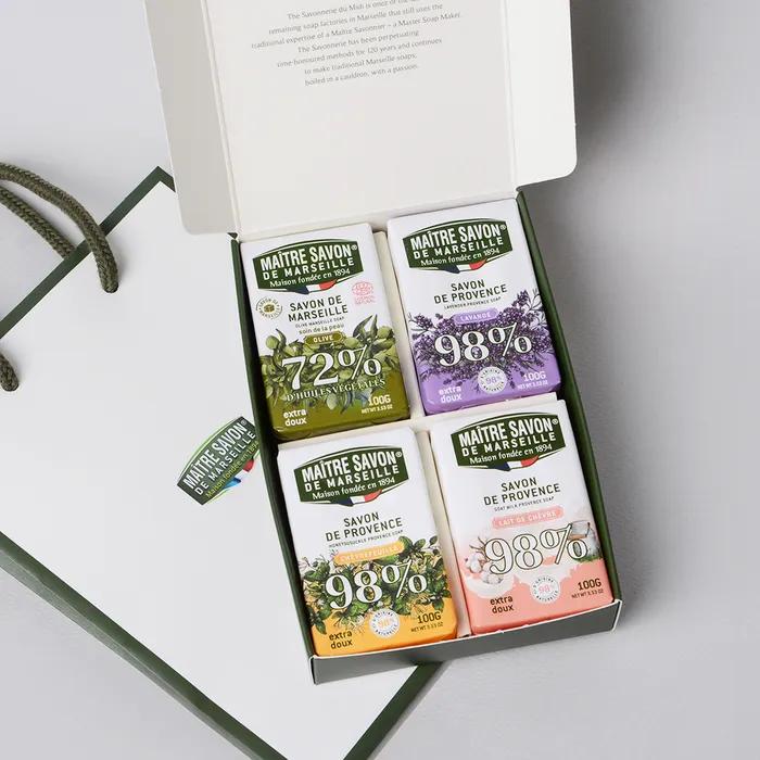 Mattersabong France Marseille Provence Soap 4-piece Set (Original Soap Bar 100g + Provence Soap Bar 100gx3)