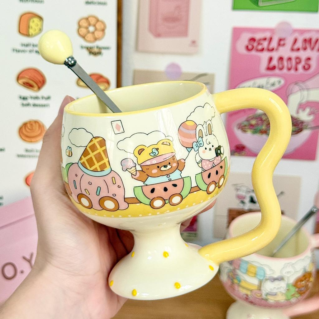 Cute Girl Goblet Cartoon Mug Ceramic Water Cup Household High-value Coffee Cup Good-looking Birthday Gift