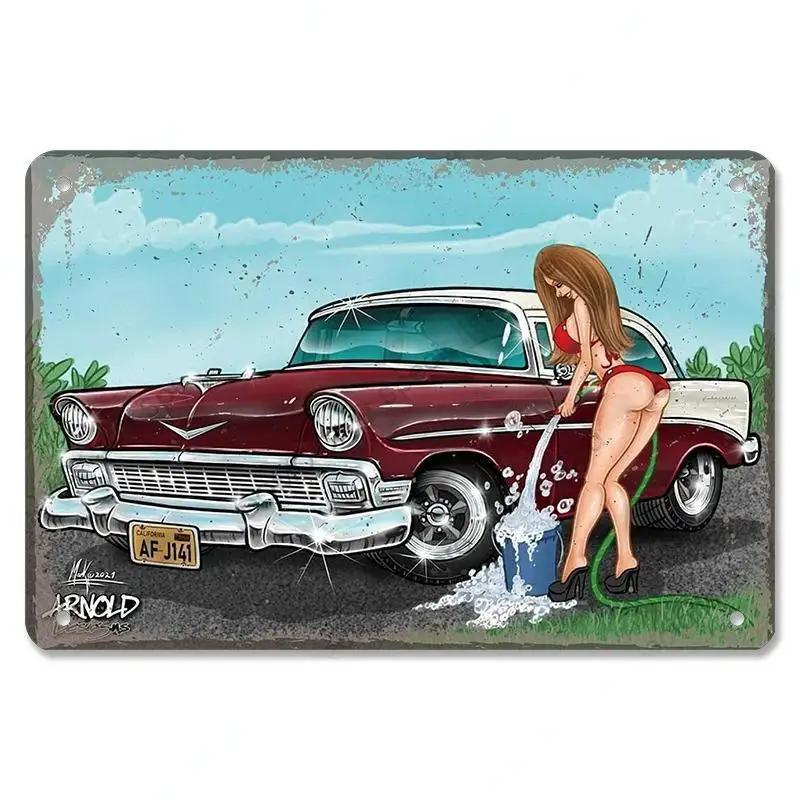 Metall-Wandskulptur Oldtimer | Blechschild, Retro Klassiker Auto Kunst, Halloween & Weihnachtsgeschenk, Bar/Pub/Garage Dekor