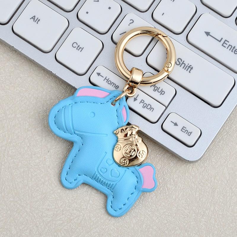 Instant Wealth Leather Keychain: Cartoon Pony Bag Charm & Couple Car Pendant - New Year Gift
