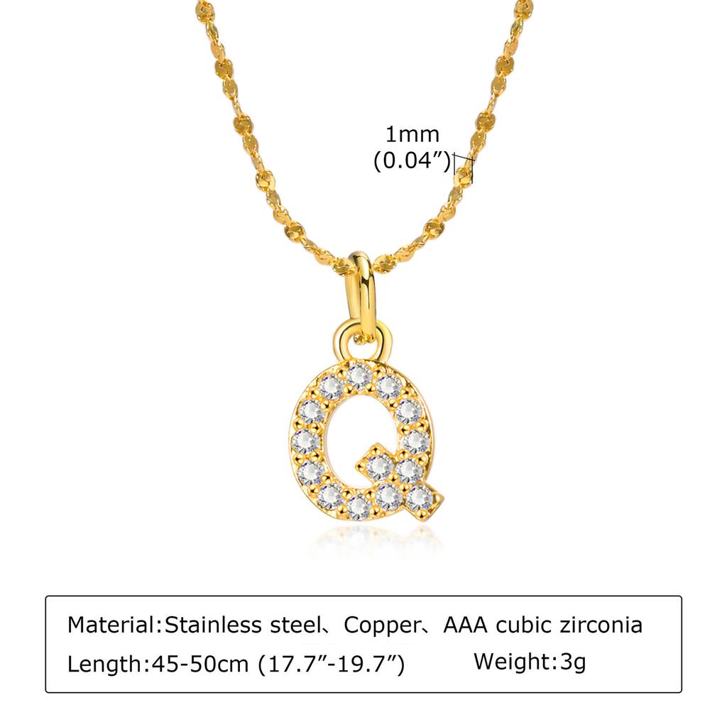 A-Z Initial 26 Letters AAA Cubic Zirconia Pendants Necklace For Women, Stainless Steel Dainty Charm Necklaces Fashion Jewelry