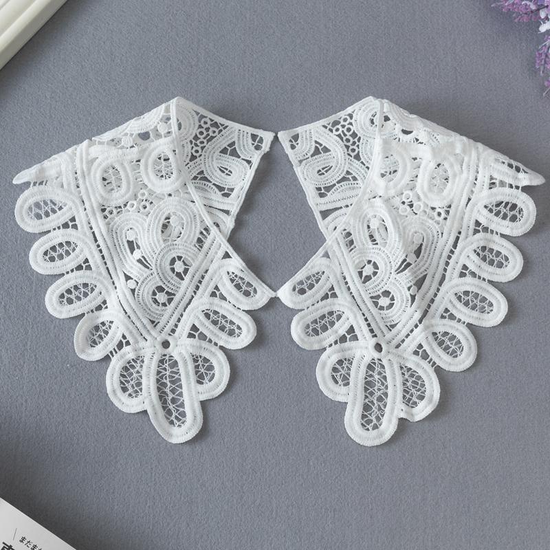 White Neckline Lace Collar Craft Sewing Fabric Venise Motif Applique Trims DIY Craft