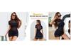 Sexy Hoge Hals Mesh Patchwork Slim Fit Jurk met Taille-Cinchende Geplooide Ontwerp