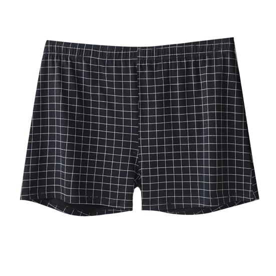 Men Shorts Underwear Elastic Waistband Mid-rise Boxers Briefs Plaid Print U-Convex Loose Fit Panties Homewear