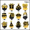 Birthday Celebration Black And Gold Theme Festive Paper Spiral Decor Hanging