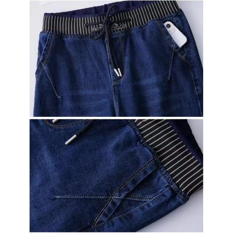 Dámské ležérní vintage elastické džíny s vysokým pasem a rovnými nohavicemi, zimní teplé zesílené sametovou podšívkou, džínové kalhoty se širokými nohavicemi