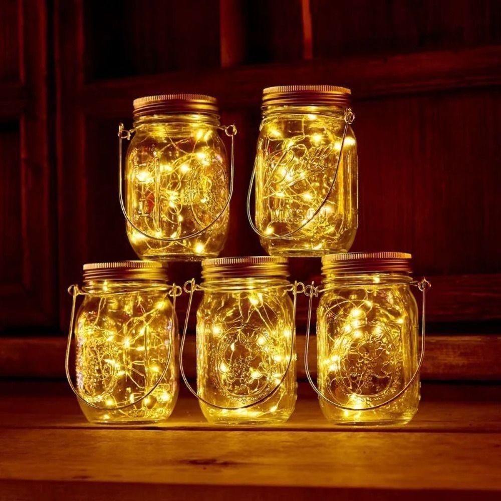 30LED Mason Jar Lid Lights Solar Charging String Lights Hanging Outdoor Lights  Outdoor Decoration