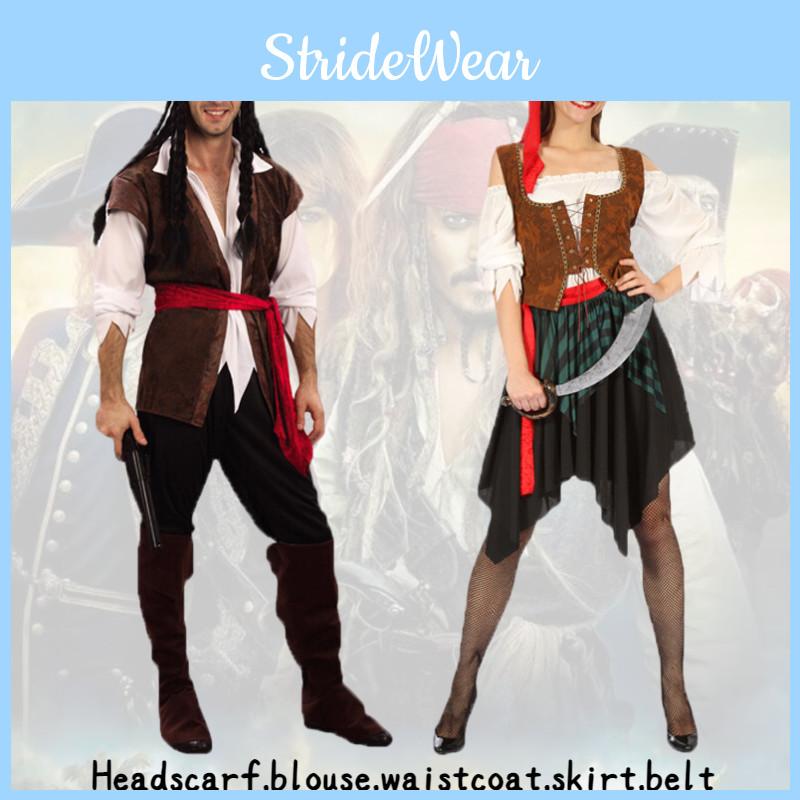 High-quality Caribbean Pirate Costume For Men And Women Captain Jack Sparrow Cosplay