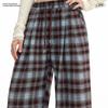 UNIFREE Women's Plaid High-Waist Wide-Leg Casual Pants