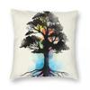 Natural Source Tree Square Pillowcase Polyester Linen Velvet Creative Zip Decorative Pillow Case Home Cushion Cover 45X45