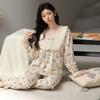 Large Size Plus 100 Pounds Pajama Suit Women's Spring and Autumn Pure Cotton Sweet Home Wear New Long-sleeved Trousers Home Wear Set