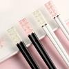 Amber Sakura Japanese Chopsticks Pink Cherry Blossom Sushi Reusable Food Sticks Antibacterial Anti-slip Chopsticks Tableware
