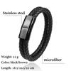 Mingao MF Double Leather Braided Stainless Steel Men's & Women Bracelets With Black/Brown Charm Magnet Clasp Custom Accessors