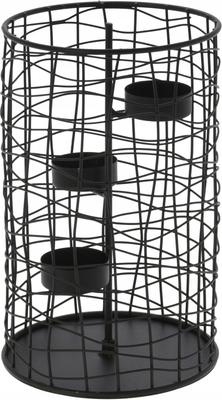 Openwork Metal Candlestick, Black, 25 Cm