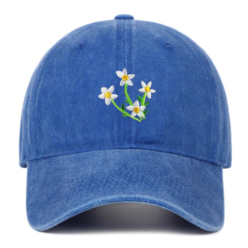 Korean 2025 Floral Embroidered Curved Brim Baseball Cap for Women - Sun Protection & Face Slimming Design